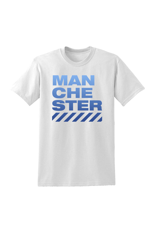 Manchester Blue Stripes T-Shirt White